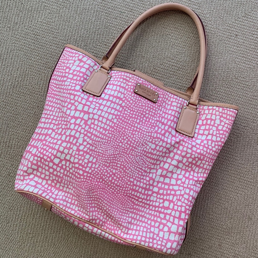 Kate Spade Pink Print Tote Bag Work Play